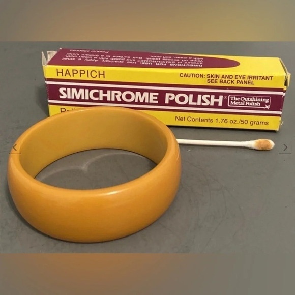 Bakelite Vintage 1940s Butterscotch 1” Wide Bangle Bracelet​ SIMICHROME TESTED - Picture 4 of 5